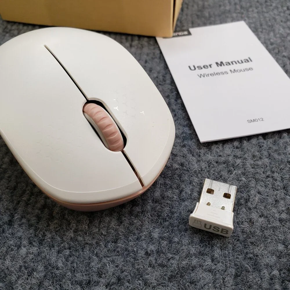Seenda Wireless Mouse 2.4G Silent Mouse with USB Receiver, Portable. White Pink